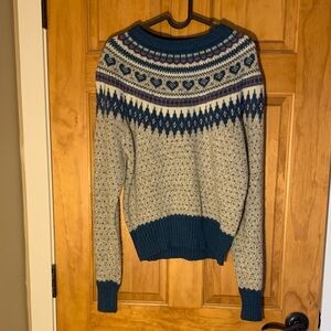 Woolrich Blue and Cream Patterned Sweater